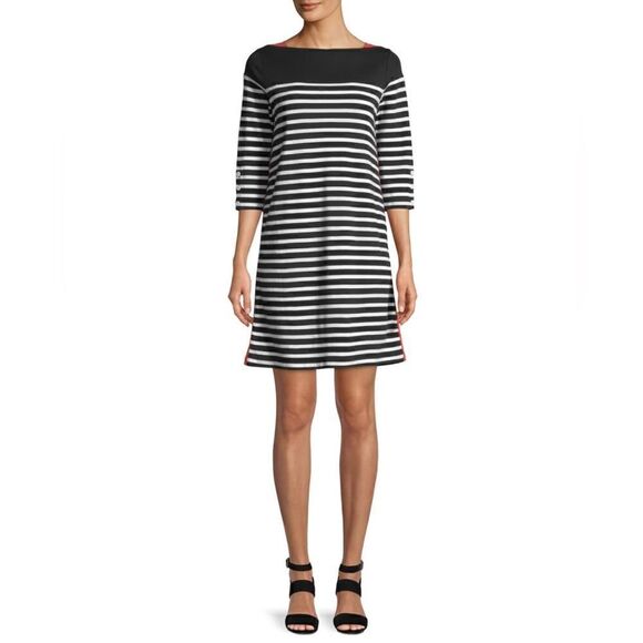 Joan Vass Plus Size Colorblock Striped 3/4-Sleeve Dress 1X NWT - Picture 1 of 9